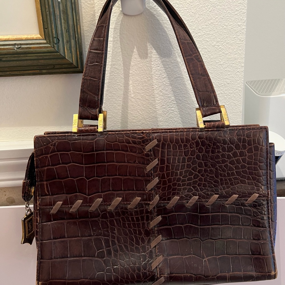 Yves Saint Laurent Vintage Rare Crock Embossed Handbag